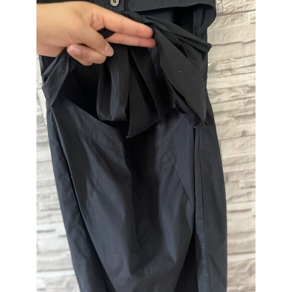 Club Monaco Black Cotton Square Neck Midi Back Slit Dress Sz 8 - Picture 5 of 14